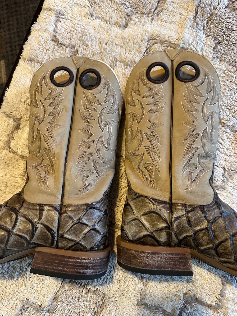 Cavender's Men's Western Boots in Taupe and Brown - Picture 11 of 12